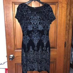 Sparkly navy blue body con formal dress